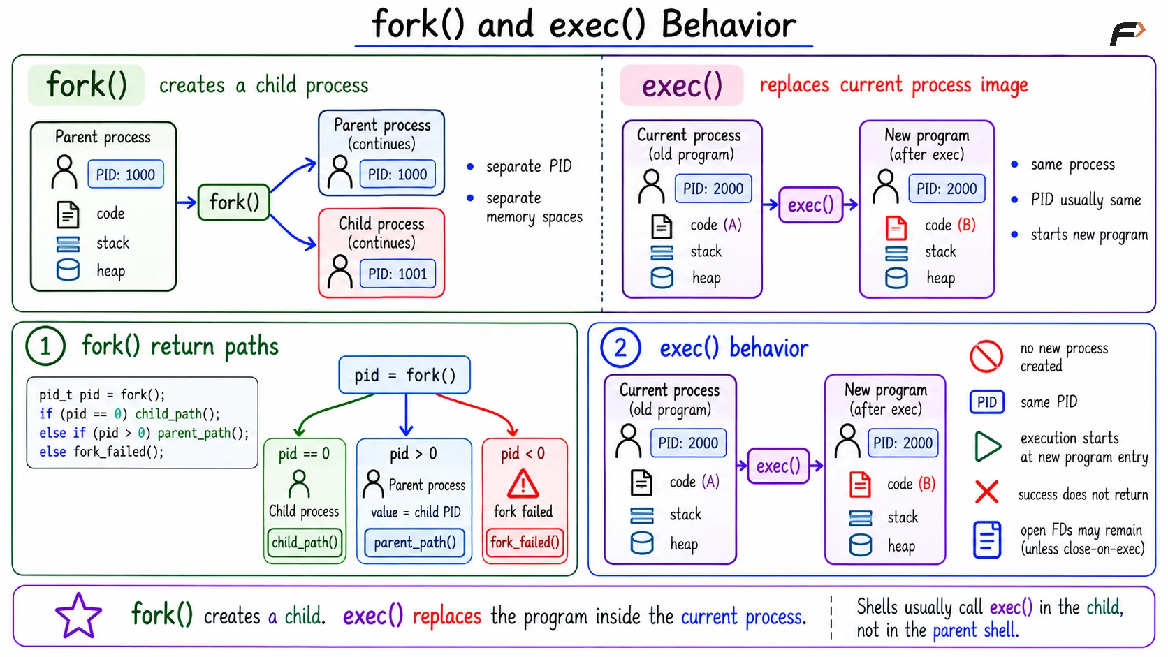fork and exec Behavior